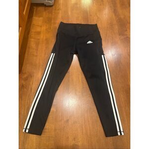 Adidas AEROREADY workout Womens M Black 3 Stripe High Rise Athletic Workout Pant